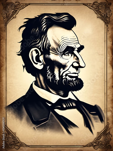 Abraham Lincoln illustration paper scroll portrait