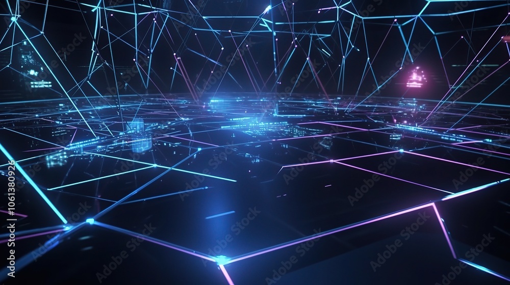 Obraz premium Futuristic Gaming Network Visualization in Dynamic Colors