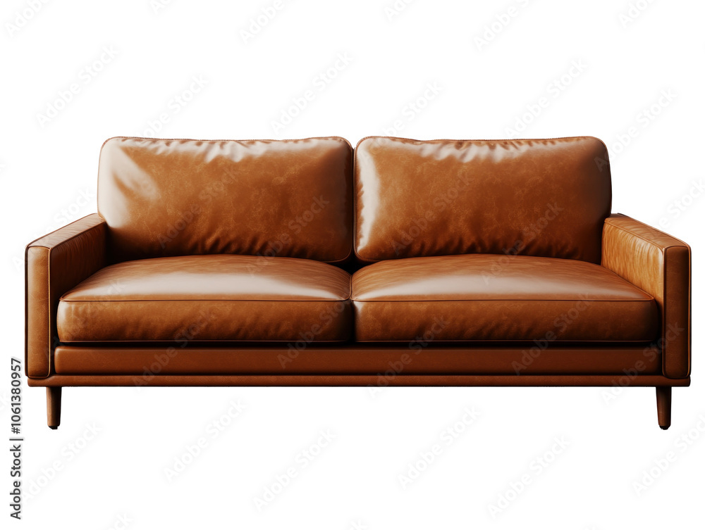 Fototapeta premium Stylish Brown Leather Couch for Modern Interiors
