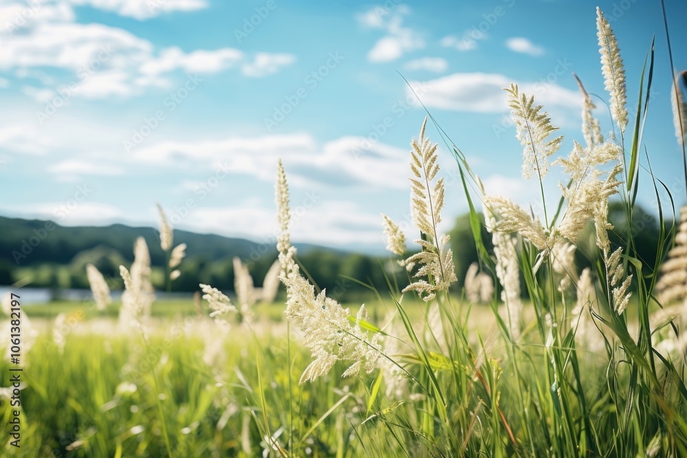 Fototapeta premium Meadow landscape field grassland.