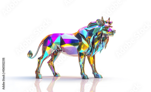 3D colorful metal crystal glass cow