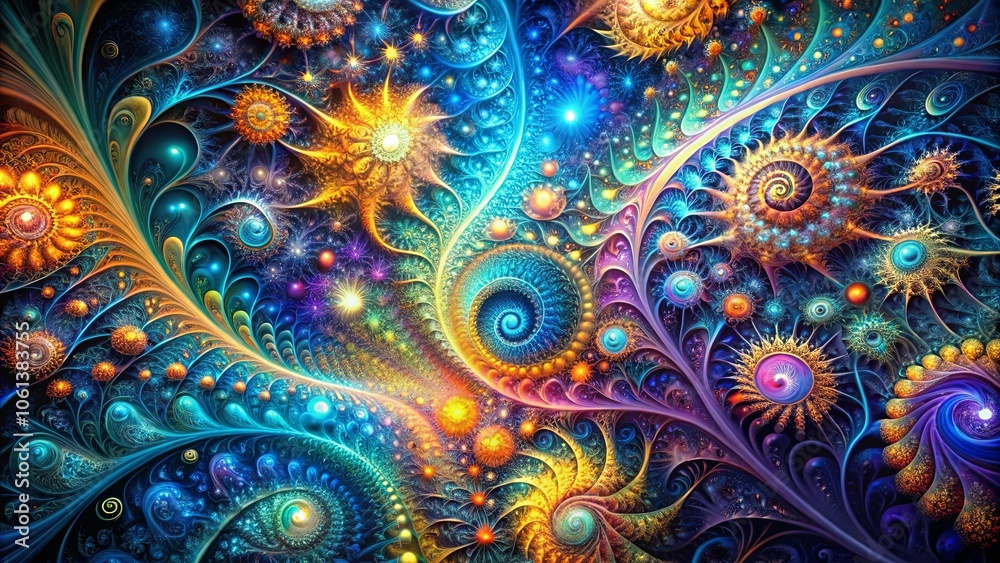An Enchanting Tapestry of Intertwined Spirals, Blooming in Vibrant Hues and Glittering with Cosmic Stardust An Enchanting Tapestry of Intertwined Spirals, Blooming in Vibrant Hues and Glittering with Cosmic Stardust