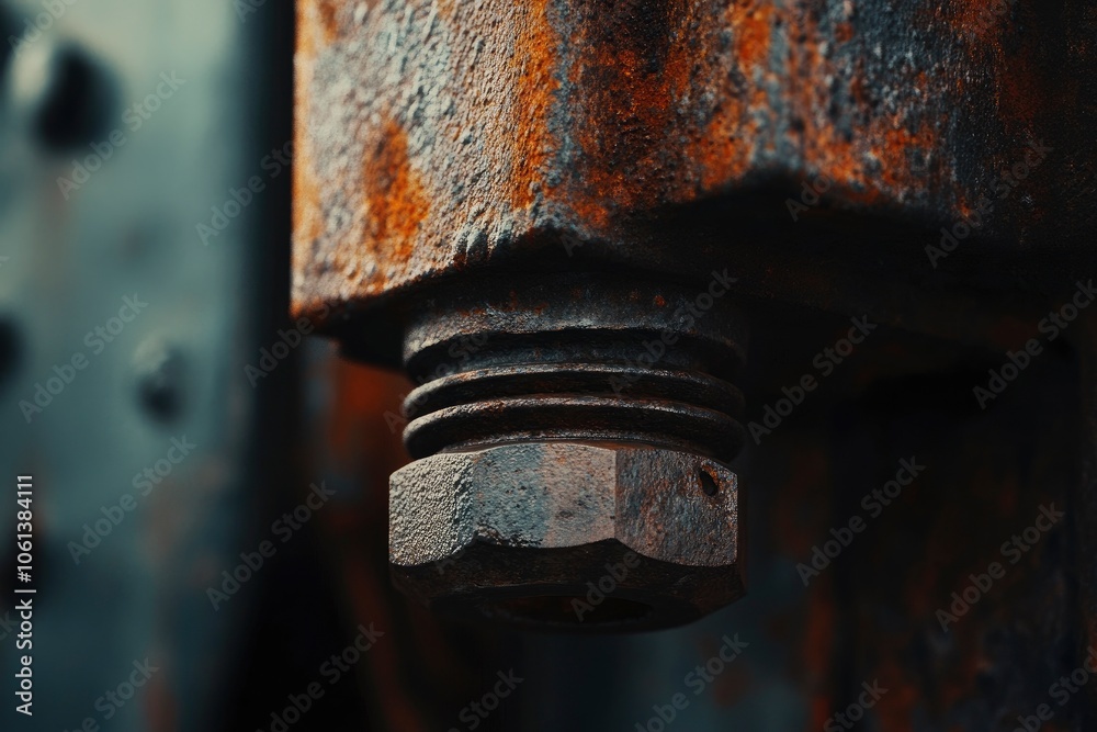 Close-up shot of a rusty metal bolt with a blurred background. Close-up shot of a rusty metal bolt with a blurred background.