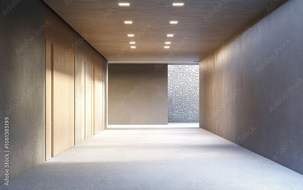Obraz premium An elegant architectural corridor with natural light and minimalist design in a modern building