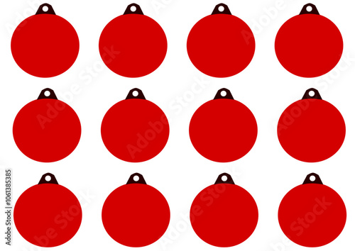 pattern of round Christmas tree decorations in red.