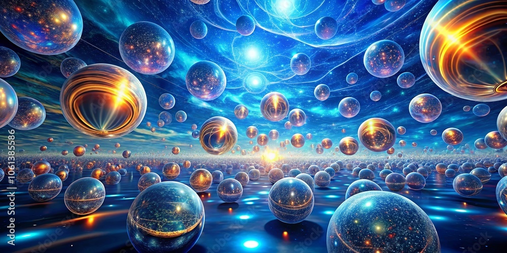 A celestial tapestry woven from countless shimmering orbs, each an infinite universe unto itself, bathed in the glow of distant galaxies. A celestial tapestry woven from countless shimmering orbs, each an infinite universe unto itself, bathed in the glow of distant galaxies.
