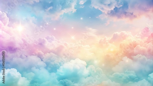 A Dreamy Sky of Pastel Hues with Shimmering Stars and Delicate Clouds