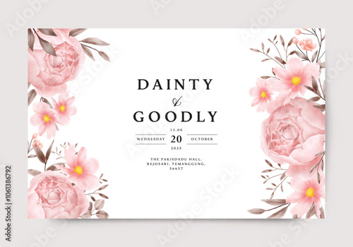 Background template with beautiful watercolor floral