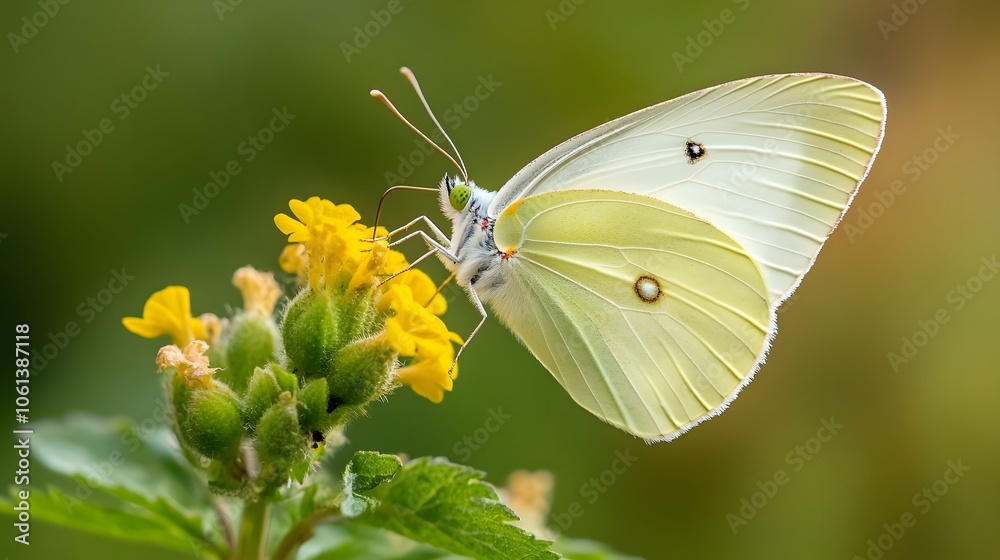 Naklejka premium Butterfly sips nectar from vibrant flower