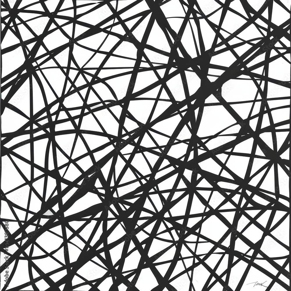Intricate Pattern of Black Lines on White Background Intricate Pattern of Black Lines on White Background
