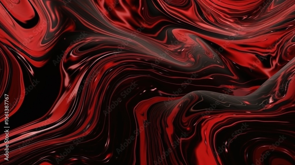 Fototapeta premium Abstract Red and Black Liquid Swirl Pattern
