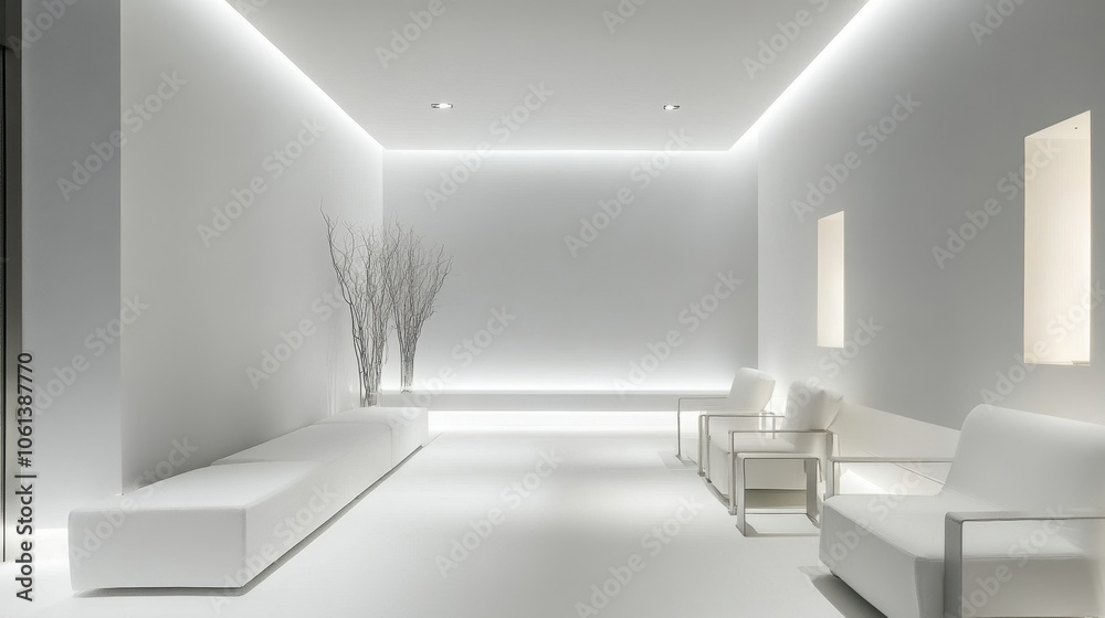 Minimalist Monochrome Modern Interior Design with Ambient Lighting Minimalist Monochrome Modern Interior Design with Ambient Lighting