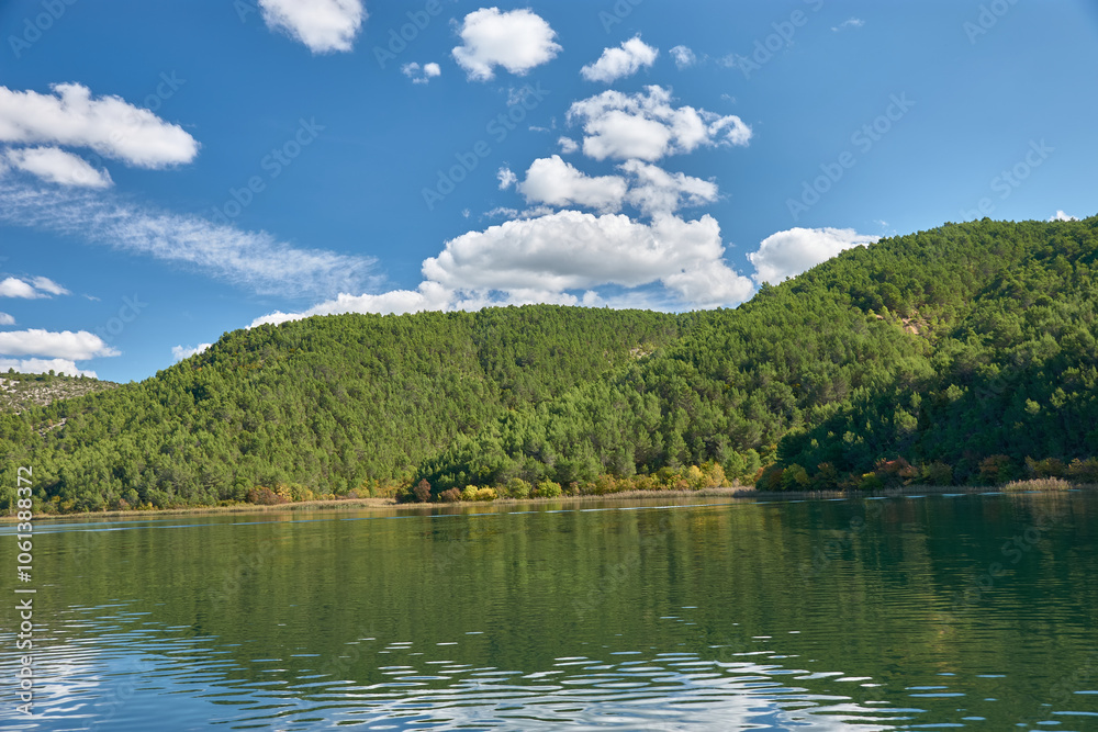 Fototapeta premium Boat ride through the stunning Krka National Park, Croatia