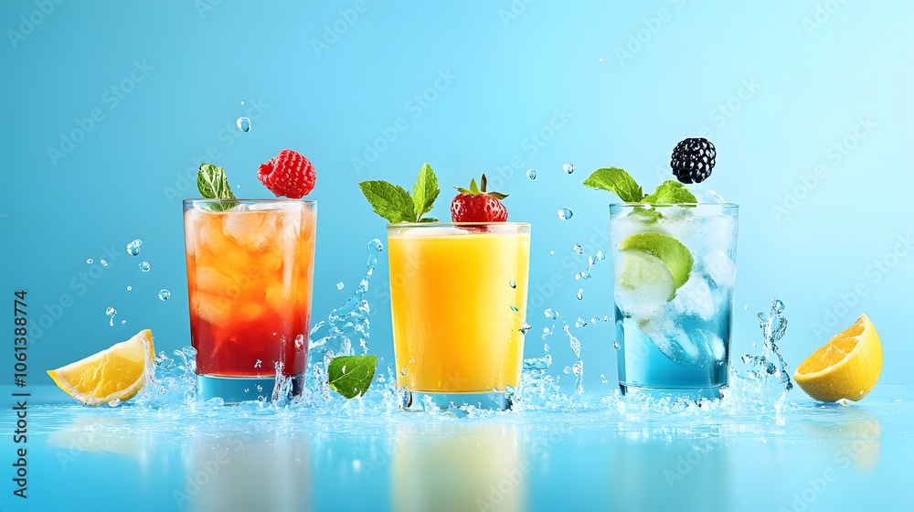 Refreshing drinks splashing with flavor Refreshing drinks splashing with flavor