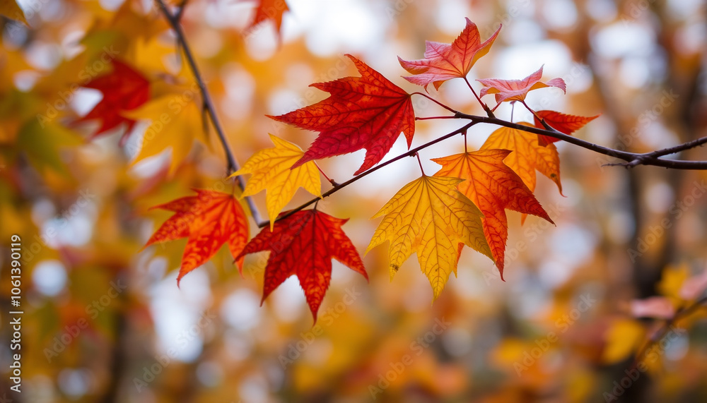 Golden maple leaves blanket the forest floor in vibrant autumn hues Golden maple leaves blanket the forest floor in vibrant autumn hues