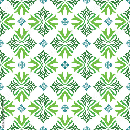 Aztec Bohemian Damask Patterned Background with Tribal and Geometric Elements