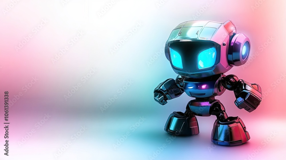 Colorful Robot Character with Glowing Features Colorful Robot Character with Glowing Features