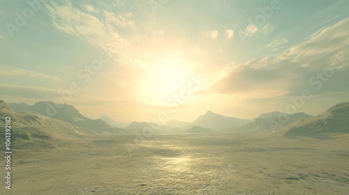 Serene Sunrise Over Desert Landscape