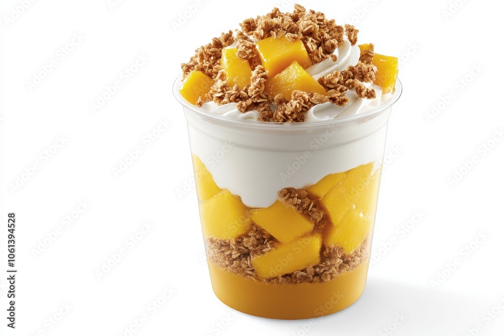 Fresh Mango Yogurt Dessert with Crunchy Topping Fresh Mango Yogurt Dessert with Crunchy Topping