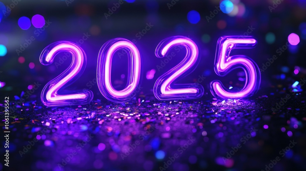 Bright Neon Numbers for New Year Celebration 2025 Bright Neon Numbers for New Year Celebration 2025