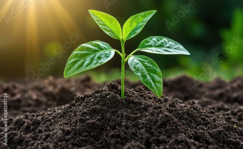 young plant growing in soil