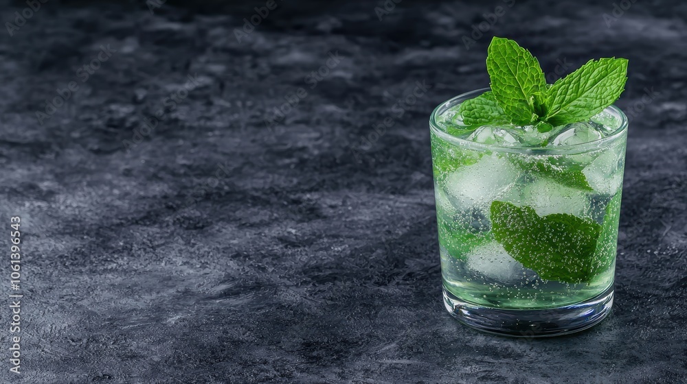 refreshing mint cocktail with ice cubes refreshing mint cocktail with ice cubes