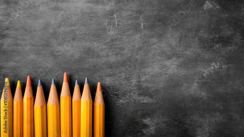 Colorful pencils arranged on a texture background