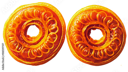 Original snack food in india. Jalebi isolated on a white background. Generative AI photo