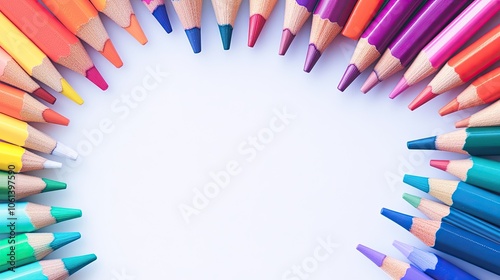 Vibrant Colored Pencils on White Background