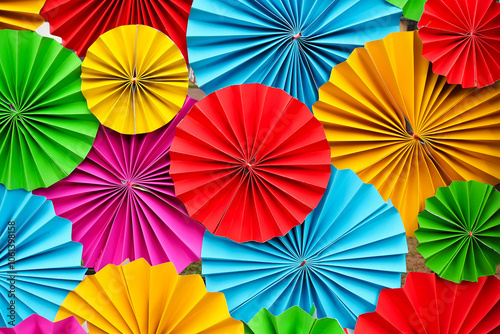 Abstract of beautiful colorful paper filigree strips folded for background