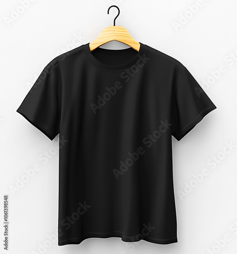 Black Color Round Neck Blank Hanging Tshirt Mockup