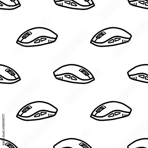 Cartoon doodle computer mouse seamless pattern.