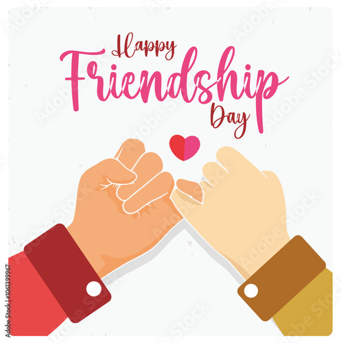 Two little fingers interlocked. Two friends promise to be friends forever. Friendship Day concept. Flat vector illustration.