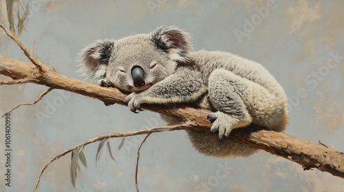 Koala Bear Sleeping in a Tree