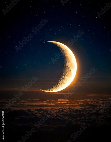 Espectacular imagen de la luna creciente.