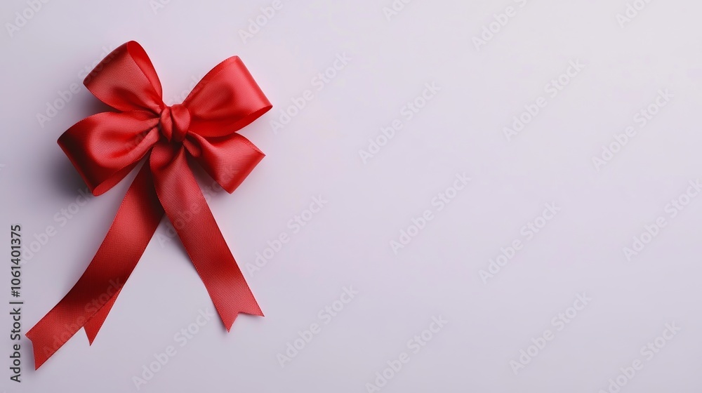 Red Satin Bow on White Background Gift Wrapping Decoration Red Satin Bow on White Background Gift Wrapping Decoration