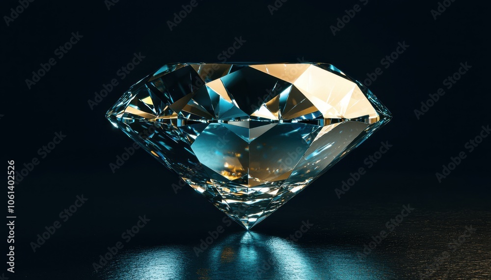 A sparkling diamond showcasing its facets and brilliance against a dark background.