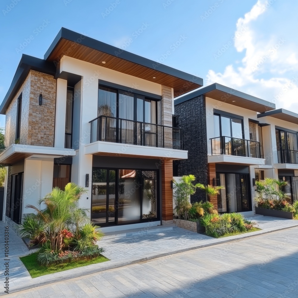 Modern Luxury Townhouses with Balconies and Landscaping Modern Luxury Townhouses with Balconies and Landscaping
