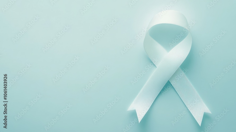 Soft Mint Ribbon on Light Background Soft Mint Ribbon on Light Background