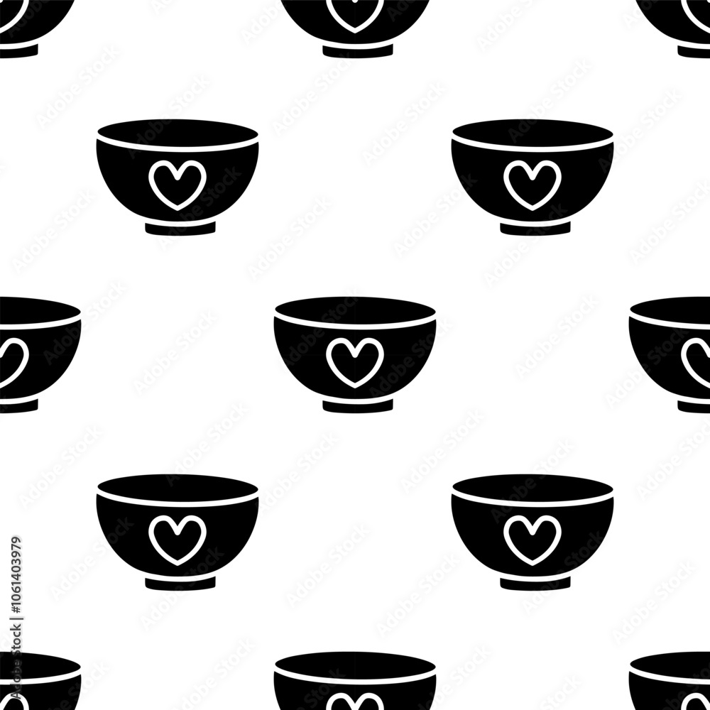 Cartoon bowl silhouette seamless pattern. Cartoon bowl silhouette seamless pattern.