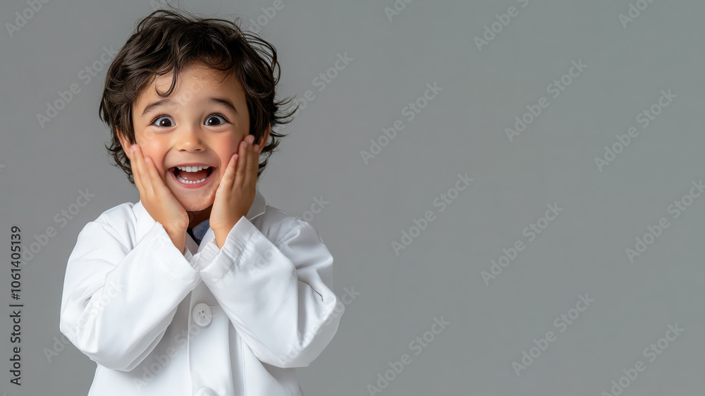Canadian little boy smiling excited wearing doctor lab coat image ideals Canadian little boy smiling excited wearing doctor lab coat image ideals