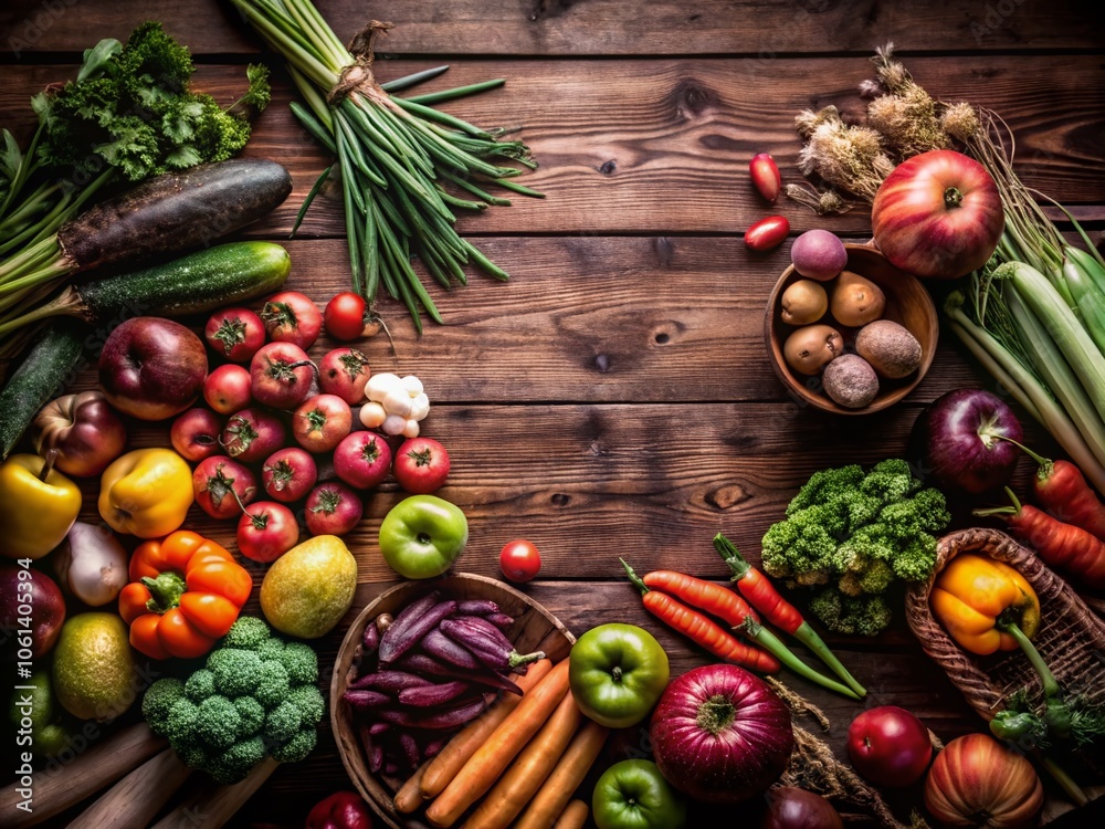 Fresh Organic Fruits and Vegetables Backgrounds from Above - Vibrant, Colorful, Healthy Produce for Culinary Inspiration, Recipes, and Food Photography Fresh Organic Fruits and Vegetables Backgrounds from Above - Vibrant, Colorful, Healthy Produce for Culinary Inspiration, Recipes, and Food Photography
