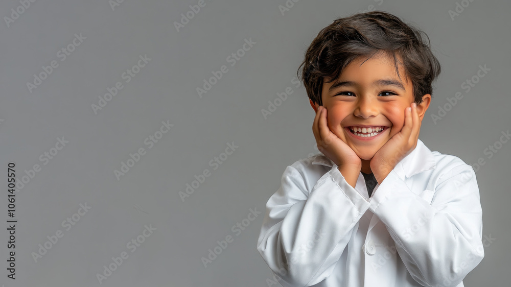 Hispanic little boy smiling excited wearing doctor lab coat image ideals Hispanic little boy smiling excited wearing doctor lab coat image ideals