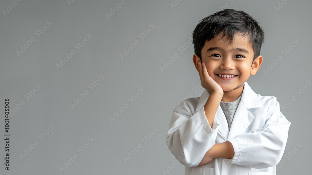 Indonesian little boy smiling excited wearing doctor lab coat image ideals Indonesian little boy smiling excited wearing doctor lab coat image ideals