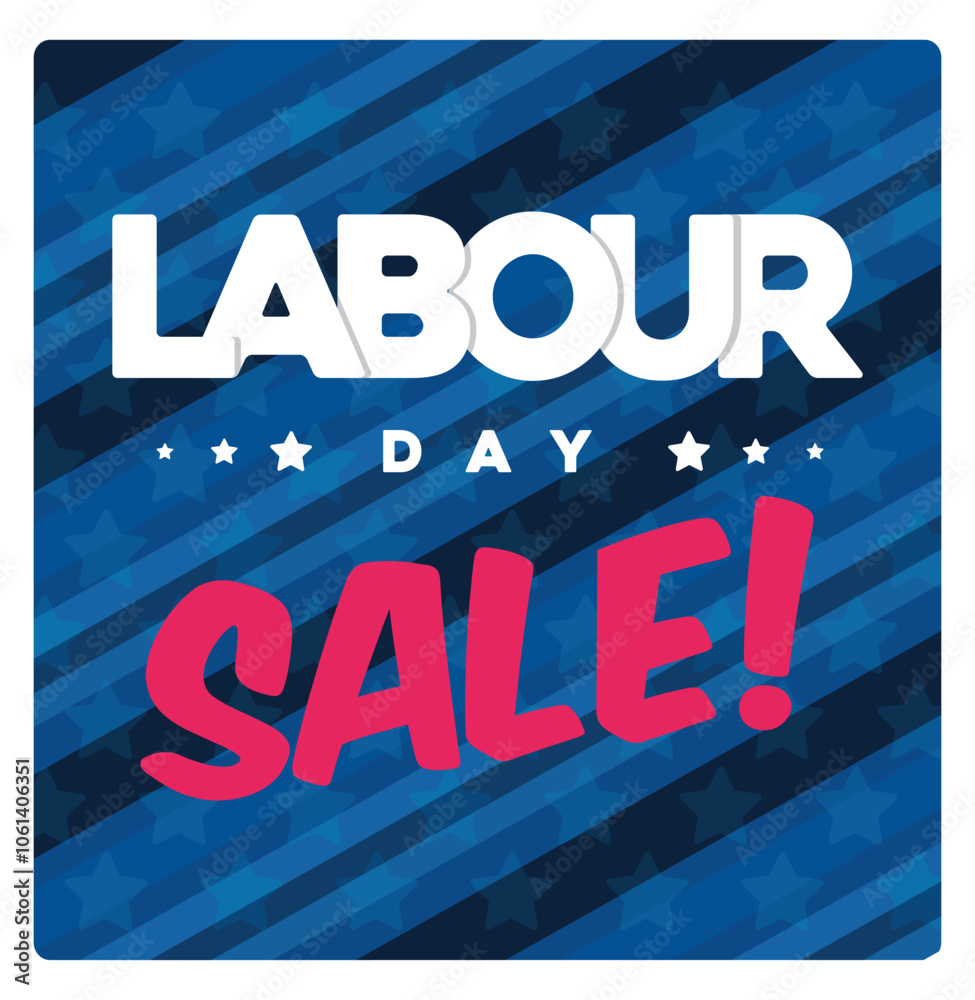 Fototapeta premium American Labor Day sale promotion on a blue background. Celebration of International Labor Day. Labor Day sale concept. Flat vector illustration.