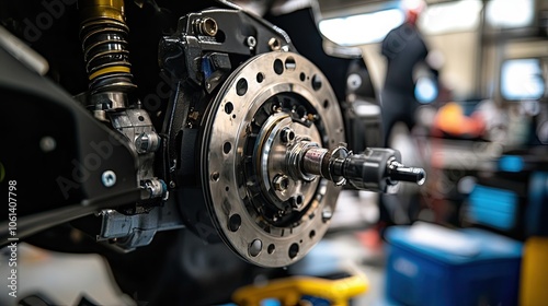 Close-up of Motorcycle Rear Wheel Hub and Brake Rotor