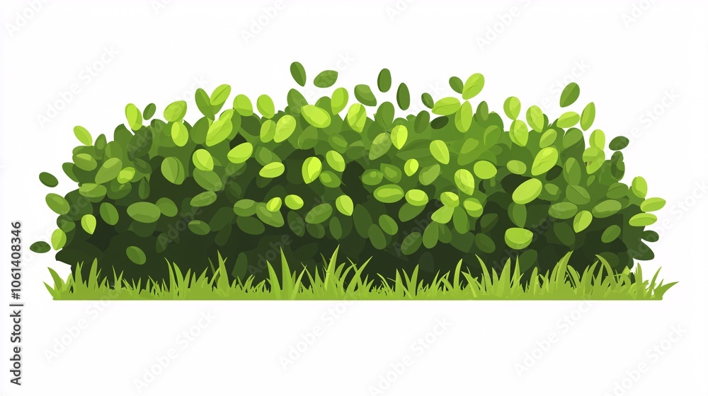 illustration of a meticulously trimmed green hedge from a front view, perfect for landscape design, set against a white background. illustration of a meticulously trimmed green hedge from a front view, perfect for landscape design, set against a white background.