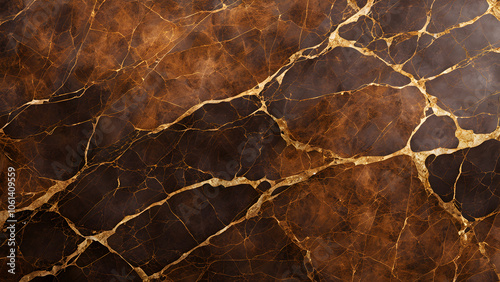 A close up of a brown and gold stone with cracks and holes
