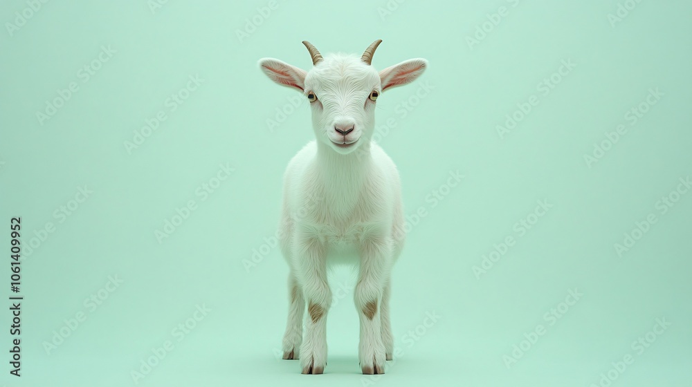 Adorable Baby Goat on a Mint Green Background Adorable Baby Goat on a Mint Green Background