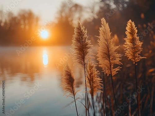 Golden reeds lakes autumn colors beautiful light and shadow